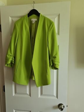 Rachel Zoe Neon Lime Open-Front Blazer Jacket